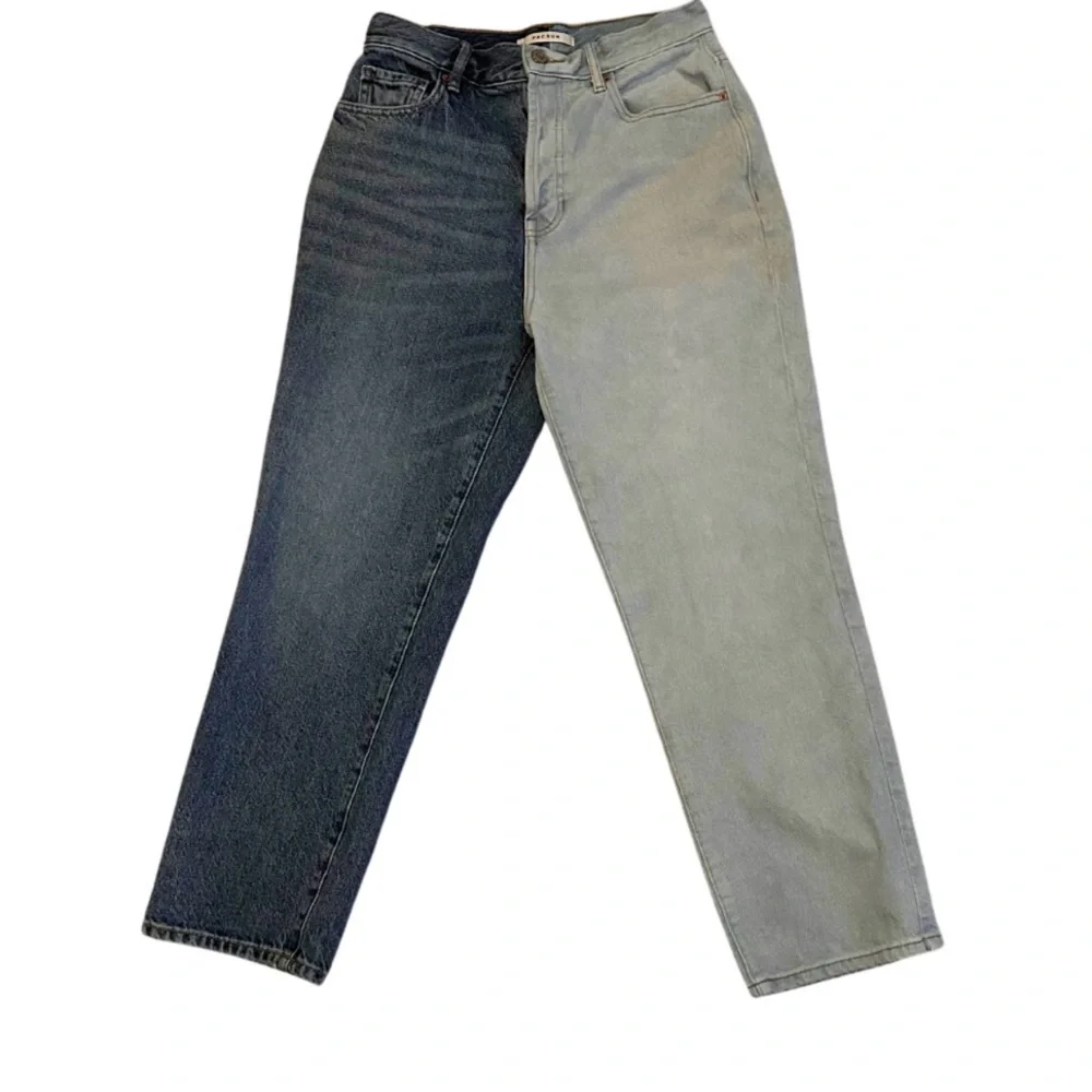 PacSun High Rise Blue and light wash Jeans Unique Two-Tone Design - Picture 1 of 4